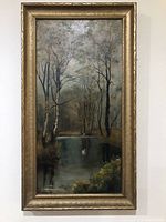 Full front view of framed oil painting showing overall composition