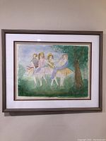 Framed watercolor painting of dancers by Marie Laurencin, full view
