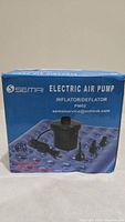 Front view of the boxed Semai electric air pump showing brand name, model, and product purpose.