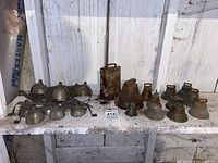 Overview of all bells on shelf