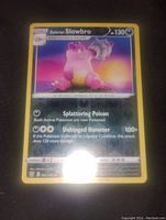 Clear front photo of Galarian Slowbro reverse holo Pokémon card showing character, attacks and HP