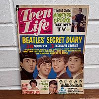 Front cover of the 1964 Teen Life magazine showing The Beatles with colorful headlines about Beatle secret diary, exclusive stories, and mention of The Munsters and The Animals.