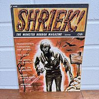 Front cover of the 1966 Winter issue of Shriek Monster Horror Magazine, showing the illustrated horror monster figure and classic horror features.