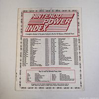 Front page of the Nintendo Power Index magazine showing the title and an index of game titles in the first 50 volumes.