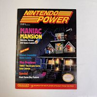 Front cover of the Nintendo Power Magazine Volume 16 featuring Maniac Mansion