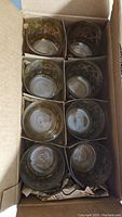 Eight Culver Valencia glasses in original box showing the set quantity and packing.
