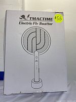 Box of TMACTIME Electric Fly Swatter showing brand and model information.