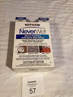 Box of Rust-Oleum NeverWet liquid repelling treatment for multiple surfaces including metal, concrete, and wood. Frosted clear finish.