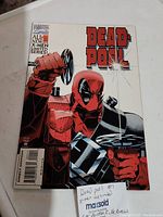 Front cover photo showing Deadpool holding two guns, Marvel Comics logo, and headline 'DEADPOOL'.