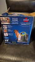 Retail box showing Bissell Little Green ProHeat Pet branding