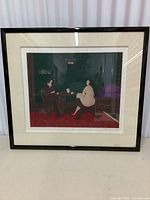 Framed art print showing full view of 'Tea Time' with black glossy frame, white mat, and signature visible