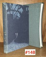 Front view of the book alongside its slipcase showing cover illustration with dark shadows and trees.
