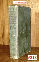 Spine view showing gilt-stamped title and decorative embellishments on faded green cloth