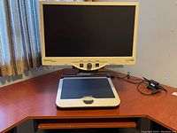 Front view of monitor and XY reading table on desk