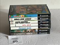 Stacked view of 7 Nintendo GameCube games showing front cover titles.