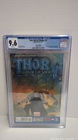 Full front view of the CGC graded comic book with label visible showing grade 9.6 and title Thor God of Thunder #2.