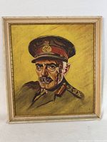 Full frontal photo of the framed oil on board painting of General Sir Alan Cunningham showing the entire artwork and frame.