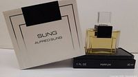 Full view of Alfred Sung Parfum bottle next to box, showing brand name and packaging details.