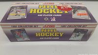 Front view of the sealed 1991 Score NHL Hockey Collector Set box highlighting the set name and 440 player cards included.