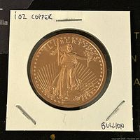 Obverse photo showing Liberty figure and 2023 date, labeled 1oz copper and bullion on holder.