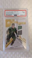 Front of the 2021 SP Game Used Kaiden Guhle CHL hockey card with gold patch, graded PSA 9 MINT, serial #38/49 visible in slab case.