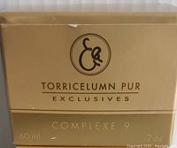 Box front showing Elizabeth Grant logo with product name Torricelumn Pur Exclusives Complexe 9, 60 ml size