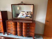 Front view of dresser with attached mirror