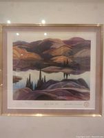 Main front view of framed limited edition print showing Mirror Lake landscape