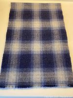 Full length view of the scarf showing checkered pattern and colors