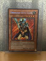 Front side of Obnoxious Celtic Guard trading card showing character art, effect text, stats, and limited edition label.