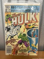 Photo showing front cover of The Incredible Hulk comic book, issue 265, dated November 1981 with 50 cents price and Marvel Comics Group branding.