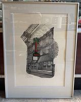 Full overall view of framed print showing building with El Mocambo neon sign and surrounding details.