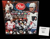 Front cover of the custom binder featuring Post World's Best branding and images of NHL players in hockey gear.