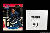 Front of 1990-91 Pro Set Guy Lafleur hockey card with autograph in black Sharpie