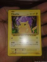 Front view of the Pikachu Pokemon card showing card details and artwork clearly.