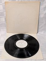 Photo showing the vinyl record outside its cover, revealing the record's clean surface and white center label with album information.
