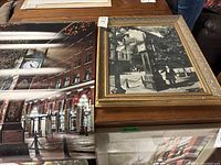 Combined view: color poster on left, framed black-and-white print on right.
