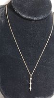 Full view of the necklace with pendant on black display showing chain and pendant length and style.