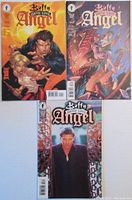 Photo of three comic books from Buffy the Vampire Slayer Angel series, showing front covers of issues #1, #2, and #3.