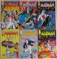 Front covers of six Madman comic issues showing various dynamic comic illustrations and vibrant colors.
