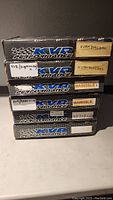 Stacked boxes of 6 KVR Performance brake rotors showing model codes on labels