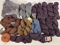Overall view of all skeins laid out on table