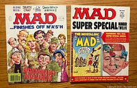 Cover of Mad magazine with caricatures of M*A*S*H characters and humorous text.