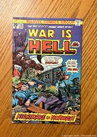 Front cover of War Is Hell #14 comic book showing wartime action with soldiers and guns, priced at 25 cents.