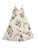 Full dress laid flat showing floral print and tiered skirt detail.