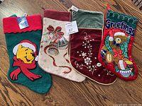 All four stockings laid out for overview