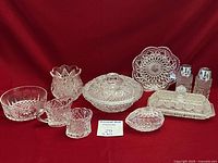 Group shot of all ten pressed glass pieces