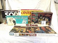 Front view of all five boxed games