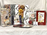 All items grouped: cookie press box, shaped pans, cookie sheets, cutter sets