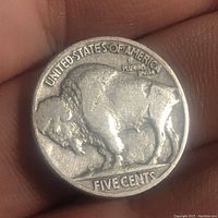Reverse side of the 1924 Buffalo Nickel showing the buffalo and inscriptions 'UNITED STATES OF AMERICA', 'E PLURIBUS UNUM', and 'FIVE CENTS'.